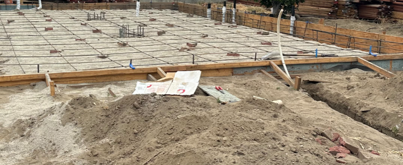 Concrete foundation pour for new ADU construction
